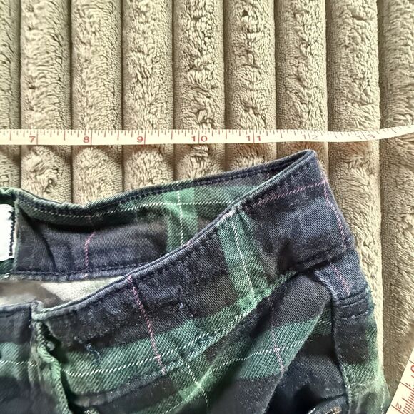Crown&Ivy Plaid Cotton/Span 5 Pocket Pants Women 4 R High Rise Skinny Blue Green - Picture 5 of 9